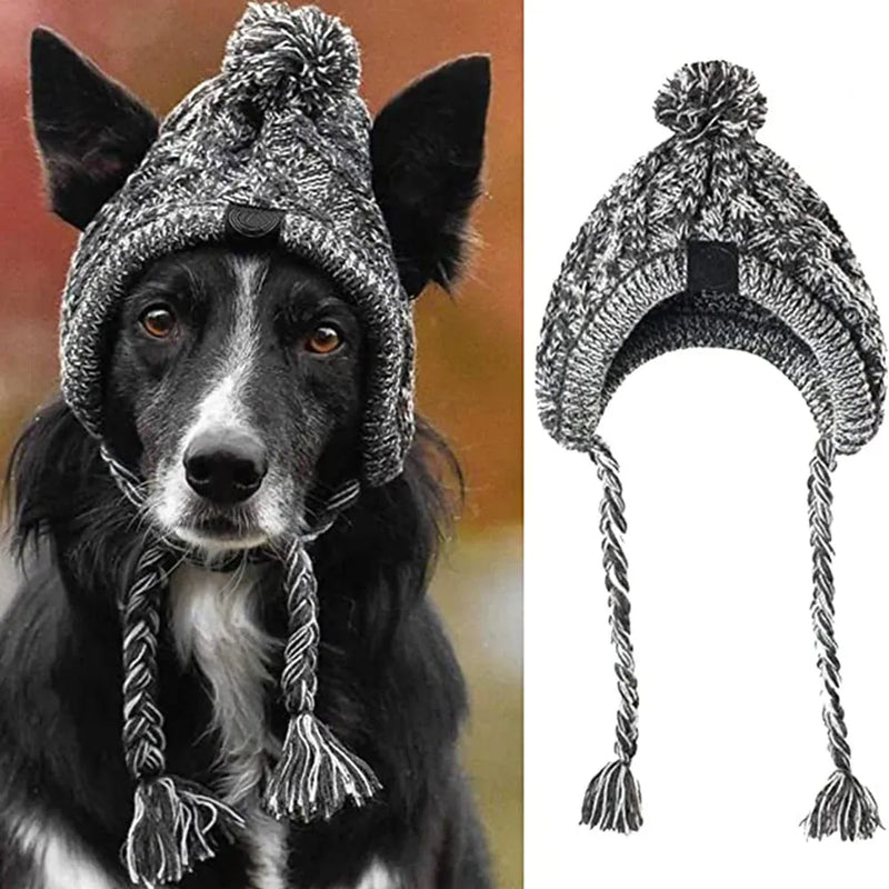 Touca de tricô para cachorros com abertura nas orelhas